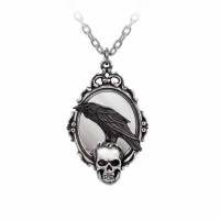 Gioielli - Gioielli Celtici - Collane - Collana con specchio Corvo e Teschio - Peltro